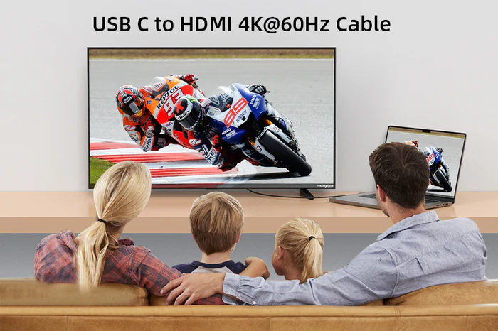 Cáp USB-C sang HDMI 4K 60hz góc 90 độ dài 1.8M CC11K